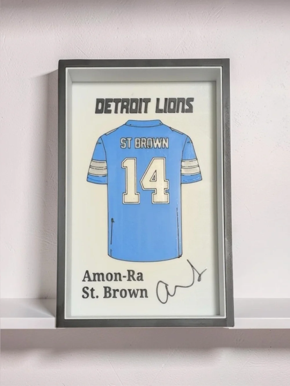 Amon-Ra St. Brown Jersey Display Box | Lions Fan Gift | Football Wall Art